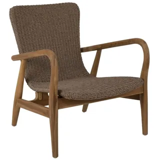 Gartensessel Lilja aus Teakholz mit Geflecht, skandinavischer Stil, naturbraun, Outdoor geeignet