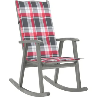 vidaXL Schaukelstuhl mit Auflage 1 x 1 x 1 cm Grau/Rot mit Kissen