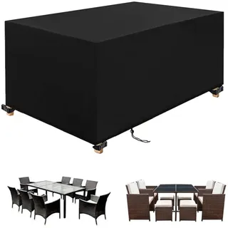 Abdeckung für Gartenmöbel 140x94x74cm/LxWxH 420D Oxford Gewebe Abdeckplane Gartenmöbel Schutzhülle für Gartentische Winterfest Wasserdicht Winddicht UV Beständiges Tische und Stühle Schutzhülle