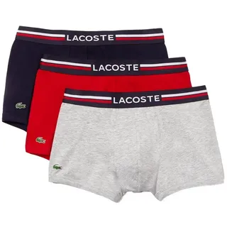 Lacoste Trunk Casual Cotton Stretch Shorts (Packung, 3-St., 3er Pack) Herren Unterhose mit Logobund - figurnaher Schnitt rot M