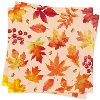 40Stück Herbst Servietten Herbst Deko Kürbis Thanksgiving Ahornblätter Servietten Thanksgiving Herbst Party Tischdeko Papierservietten Geburtstag Hochzeit 33x33cm