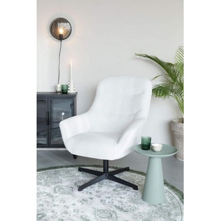 Trendmöbel24 Loungesessel Zuiver Lounge Sessel YUKI drehbar mit angesagten Bouclé Stoff Weiß weiß