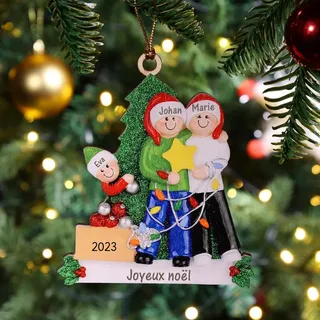 Personalisiert Weihnachtsanhänger mit Gravur von Namen und Text, Weihnachtsdeko Holz, Baumschmuck Weihnachten Weihnachtsbaum Anhänger Weihnachtsdekoration für Zuhause (4 Name)