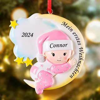 iDIY Weihnachtskugeln mit Namen und Datum - Erstes Weihnachten Baby - Christbaumkugel personalisiert - Weihnachtskugel selber