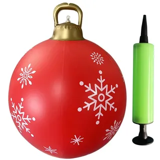 60cm Groß Weihnachtskugeln mit Pumpe, Aufblasbar Kugeln Weihnachtsdeko Weihnachten Ball, Wasserdicht Weihnachtskugel Weihnachtsbaum Deko, Geschenk für Kinder Party (I)