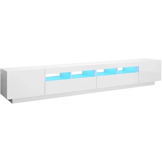 vidaXL TV Schrank mit LED-Leuchten Lowboard Sideboard Fernsehschrank Fernsehtisch TV Möbel Tisch Board HiFi-Schrank Hochglanz-Weiß 260x35x40cm