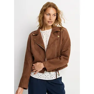 LASCANA Bikerjacke Veloursleder-Optik Braun 36