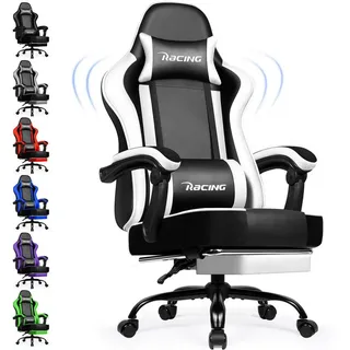 Hiazurm Gaming-Stuhl Gaming Stuhl, Bürostuhl Ergonomisch, Gaming Chair (Gaming Sessel Gepolstert mit Fußstütze,Klappbare gepolsterte Armlehnen, Gamer Stuhl Wippfunktion,Gaming Stuhl 150 kg Belastbarkeit), Bürostuhl Chefsessel Wippfunktion bis zu 170 grau