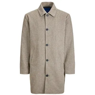 Jack & Jones Langmantel Herren Mantel Lang Jacke JORTOBY CHECK MAC COAT LN braun S