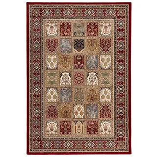 Steffensmeier Orientteppich Classical Quality Felder, Rechteckig, Kurzflor Teppich, Bordüre bunt|rot 133 cm x 195 cm