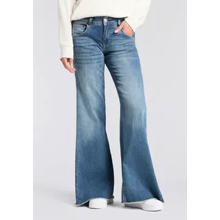 Herrlicher 5-Pocket-Jeans "Edna Kama Denim Light", Damen, Gr. 32, Länge 30, navy blau, Denim/Jeans, Obermaterial: 98% Baumwolle, 2% Elasthan, ausgestellt lang, Jeans 5-Pocket-Jeans, Flared Fit, extra Weite