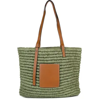 styleBREAKER Korbtasche Korbflecht Schultertasche - Basttasche (1-tlg) grün