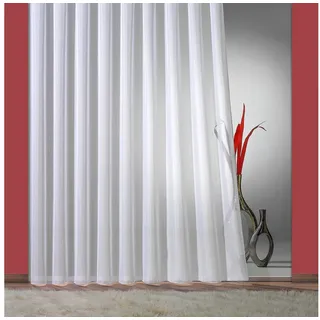 Weckbrodt Gardine Fee, 1 Stück, Faltenband, halbtransparent, Beschwerungsband (1 St), Faltenband, halbtransparent, Sablé, Websablè, halbtransparent, Faltenband, Store, Beschwerungsband weiß 600 cm x 225 cm