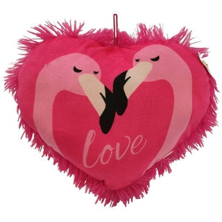 BEMIRO Dekokissen Flamingo Kissen Herz mit Fransen - ca. 30 cm