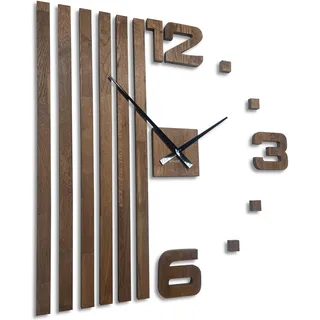 FLEXISTYLE wanduhr groß wanduhren Holz Eiche Holzoptic Natur Elegant Quartz ohne tickgeräusche für Büro Wohnzimmer Schlafzimmer (XXL 100cm Braun, Schwarze Zeiger)