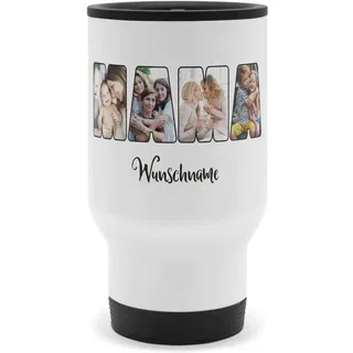 PhotoFancy® - Personalisierter Thermobecher 'Mama' - Isolierbecher to go mit eigenem Foto und Text selbst gestalten