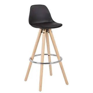 Woltu Barhocker (1 St), Barstuhl aus Kunststoff, Design Stuhl Holzgestell schwarz