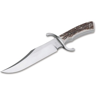 Böker Manufaktur Solingen Unisex – Erwachsene Bowie N690 Hirschhorn Feststehendes Messer, Braun, 33 cm