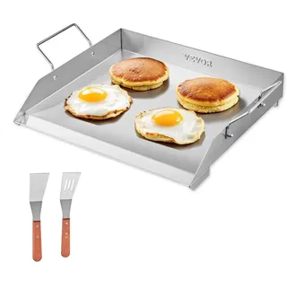 Vevor Grillpfanne 448 x 370 mm Edelstahl silber