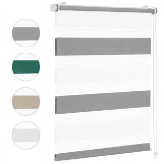 Doppelrollo Doppelrollo Zebra Rollo Zweifarbig Klemmfix ohne Bohren Sichtschutz, Sekey, freihängend, Extra breite Stoffbahnen, Lichtregulierung, Kettenzug links/rechts grau 80 cm x 100 cm