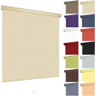 Springrollo Fensterrollo ohne & mit Bohren B82 x H180 cm Stoff Cream lichtdurchlässig Blickdicht, Klemmfix Schnapprollo Mittelzugrollo Klemmrollo Tageslichtrollo Sonnenschutz für Fenster