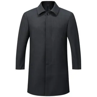 Allthemen Trenchcoat Trenchcoat mit Reverskragen Herren Business Stil im Relaxed Fit grau XL