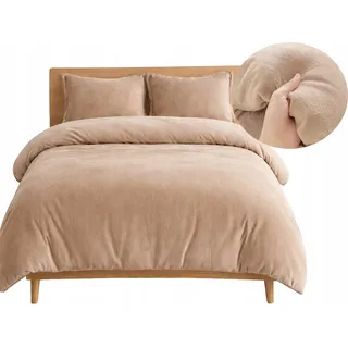 Bettwäsche-Set 160x200 Samt Beige SUPERWEICH Premium Warm Hotel 3-teilig