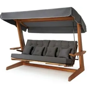 Pemode Hollywoodschaukel Luna 2600 Anthrazit- Iroko-Holz B:270 x T:139 x H:195 cm