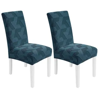 LuxusKollektion Stuhlhusse Stuhlhussen Hochlehner 2er Set Esszimmer Küche Pfauenblau 2er Set