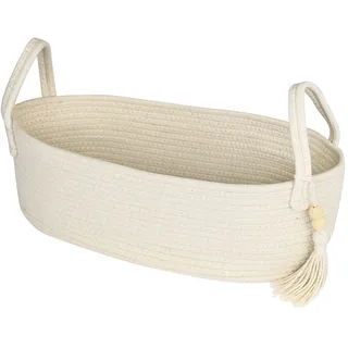 HMF Aufbewahrungskorb Badezimmer Korb für Toilettenpapier aus Baumwolle 38,5 x 15,5 x 14 cm Creme
