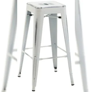DELUKE® Barhocker MILAN - Antik-Weiß, Metall | Barhocker ohne Lehne Barstuhl Tresenhocker Tresenstuhl Kneipenhocker Kneipenstuhl