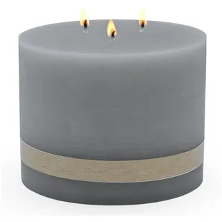 Spetebo Stumpenkerze XL 3-Docht Kerze 14 cm unparfümiert - taupe (Packung, 1-tlg., mit 3 Dochten), Große Stumpen Kerze mit langer Brenndauer grau