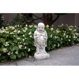 JVmoebel Skulptur Buddha in Steinoptik Skulptur Garten Wohnbereich weiß