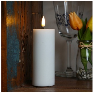 Deluxe Homeart LED-Kerze Mia Deluxe Echtwachs flackernd Wachsspiegel H: 15cm D: 5cm weiß weiß