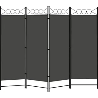 Woltu Paravent Raumteiler 4 Teilig klappbar freistehend Sichtschutz, Raumtrenner innen Outdoor Garten Balkon Terrasse, Raumtrenner Dunkelgrau