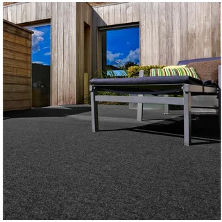 Andiamo Kunstrasen Field, Gesamthöhe ca. 4 mm, rechteckig, für Balkon & Terrasse, mit Drainage-Noppen, Nadelfilz-Optik grau 200 cm x 600 cm
