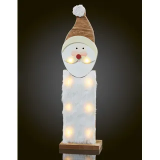 LED Figur Weihnachtsmann Holz Deko beleuchtet Winter Weihnachten Batterie 8 LED