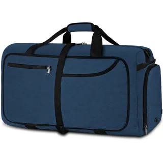 NEWHEY Reisetasche, faltbar, für Herren, wasserdicht, groß, leicht, Sporttasche, Camping, Wandern, faltbar, 65 l (blau, 120 l)