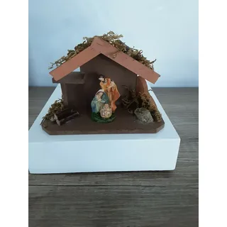 Krippenstall 9 cm hoch Weihnachtskrippen incl. Figuren 5 cm hoch NEU