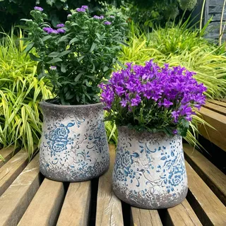 K&L Wall Art Vintage Übertopf Beton Blumentopf Zimmerpflanzen Kübel für Küche Fensterbank Boho Deko (S)