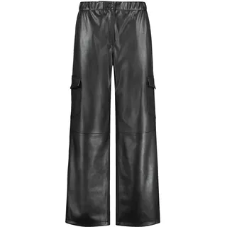 Samoon Damen Cargohose in Leder-Optik unifarben reguläre Länge Black 46 - 46