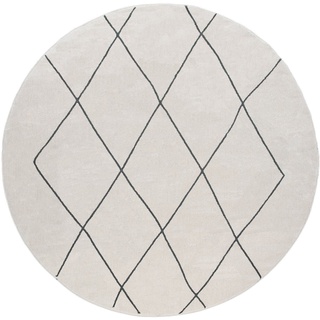 Teppich Haral 786, Paco Home, rund, Höhe: 9 mm, Kurzflor, Scandi Design, Rauten Motiv weiß Ø 200 cm x 9 mm
