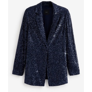 Next Jackenblazer Einreihiger Blazer mit Tasche und Pailletten (1-tlg) blau 36