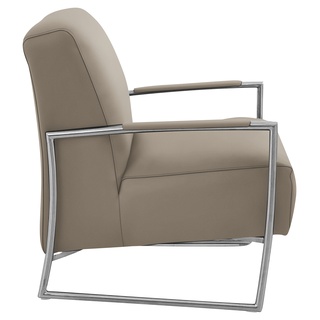 Cocktailsessel K+W KOMFORT & WOHNEN Sessel Gr. Leder Longlife BRONCO, B/H/T: 62 cm x 77 cm x 83 cm, grau (smoke) Clubsessel Cocktailsessel mit bezogenen Armlehnen, Gestell in Metall Edelstahloptik