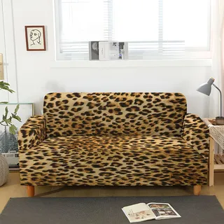 ACSMCQ Sofa Überzug 3 Sitzer tierischer brauner Leopardenmuster Sofabezug Strecken Elastisch Superweich Elasthan Sofaüberwurf Couch Überzug Sofahusse, Couchschoner für Hunde Katzen Haustiere