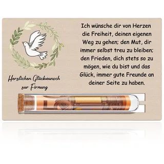 JIRVEX Geldgeschenk Firmung mit Taube Motiv für Junge und Mädchen Karte aus Holz als Geschenkidee für Patenkind Geld Verpackung