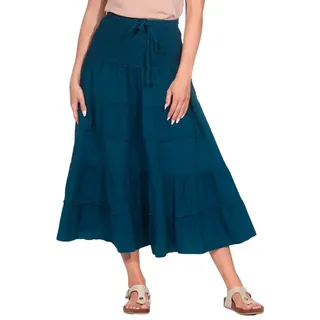KUNST UND MAGIE Stufenrock Sommerrock Damen Rock Baumwolle – Boho Maxirock mit elastischer Taille
