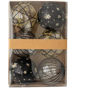 SPORTARC Luxuriöse Weihnachtskugel-Ornamente, 8 cm, 6 Stück, fügen Sie Ihrer Party Glamour hinzu (schwarz gold)