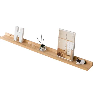 Gieanoo Bilderleiste Holz, 90cm Eiche Regal Massiv Schweberegal Wandregal gewürzregal regalbrett Hängeregal Ideal für Wohnzimmer Schlafzimmer Badezimer