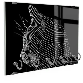 DEQORI Schlüsselbrett 'Konturen der Katze', (1 St), Schlüsselhalter Schlüssel Haken Schlüsselboard modern Schlüsselleiste schwarz